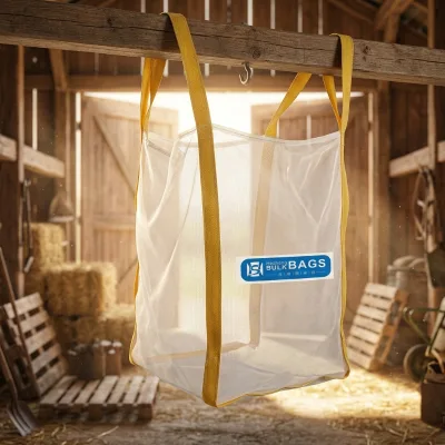 Ventilated Air Circulation Jumbo Ton Bag Four Corner Lift Loops for Dried Feed Crop Farm Raw Material Sea Freight Export Packing