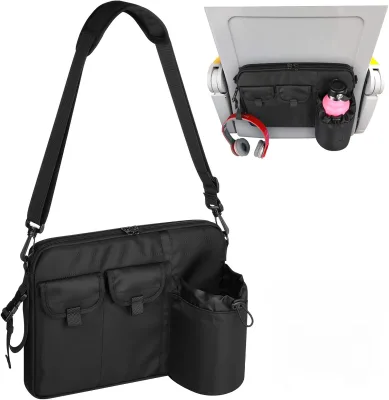 Airplane Seatback Organizer Flight Seat Back Storage Bag Hanging Pocket with Adjustable Shoulder Strap