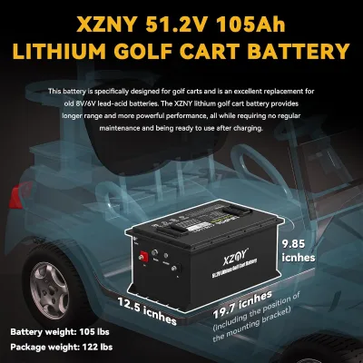 XZNY 48V 51.2V 100Ah LiFePO4 Golf Cart Battery Bluetooth Utility Vehicles Scissor Lift Industrial Equipment BMS CE Certified