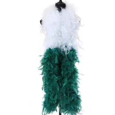 2 Yards/90g Turkey Feather Bio-color Two Tone Fluffy Feather Boa for Wedding Party Home Decor White