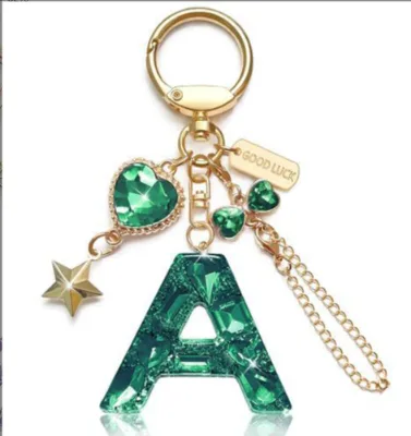 pink Initial English Letter Keychain with Heart Charms Bling Love Butterfly Key Chain for Bag Backpack Purse Car Keys Acc
