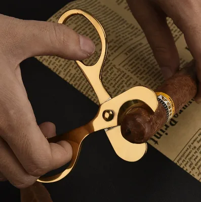 Hot Sale Golden Color Sharp Durable Stainless Steel Scissors Knife Cigar Cutter for Cigars