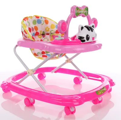 Adjustable Foldable Baby Walker Toy Safety Musical Light-Embellished Toddler Car with Plastic Material Learning