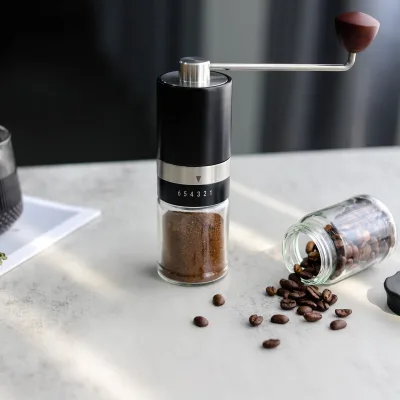 Multi-Purpose Manual Coffee Grinder Stainless Steel and Ceramic Wood Grain Beans Espresso Grinder Metal Material