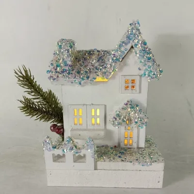 LED Christmas House With Lights Wooden Xmas Festival Decoration for Indoor Use