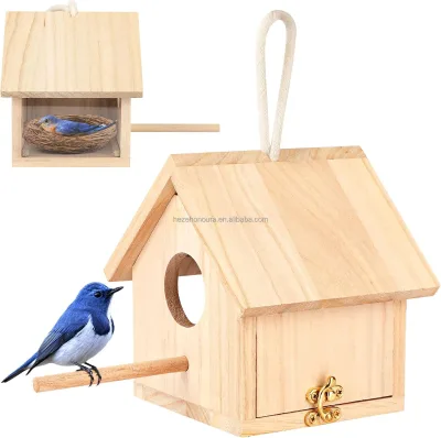 Unfinished Large Small DIY Decorative Pine Wood Pigeon Bird House Reusable Design Custom Outdoor Polished European Folk Art