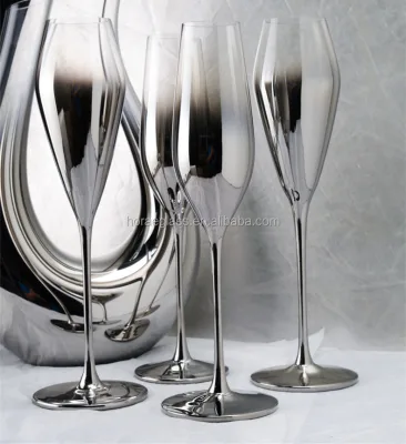 Manufacture Lead-free Crystal Wine Glass Goblet of Plated Silver Gold Rose champagne Cup Glass Stemware KTV Bars Wine Liquor Cup