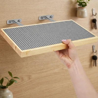 Pine Wooden Modern Wall Mount Display Shelves for Building Bricks (16X8 Inch) 48X24 Stud Base Plate Compatible Natural for Kids