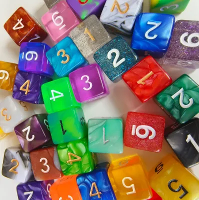 Wholesale Multicolor Polyhedral 16MM 6-Sided 7-Piece Durable Acrylic RPG Dice Set Colorful for Kids Customizable Packaging