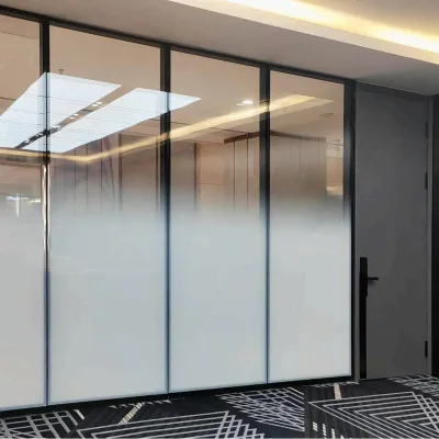 Customizable at the Most Favorable Price for Selling Frosted Glass Partitions, Double-layer Partition Glass Office Furniture