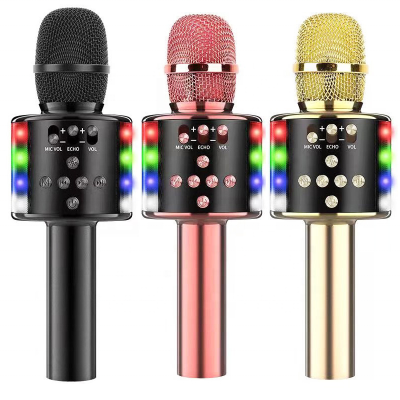 D168 Double Connect Wireless Karaoke Microphone With LED Light Speaker Bluetooh Machine USB Player Home KTV Karaoke