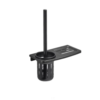 Toilet Brush Holder High Quality Black Wall Mount Metal Set Aluminum Toilet Brush With Storage Holder