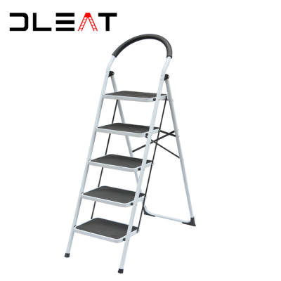 Compact 5 Steps White Color Lightweight Folding modern curved steel stairs ladder