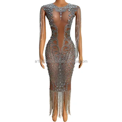 Factory Direct Sale Debut Gown Evening Dresses Luxury Beaded Fringe Evening Dress