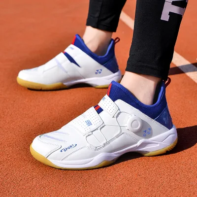 Professional Top Grade Badminton Tennis Training Shoes Mesh Turn Rotary Buckle Rubber Sole Summer Autumn School Sports