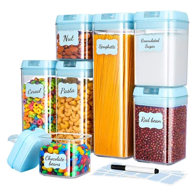7 Pack Classic PP Eco-friendly Airtight Food Storage Containers Foldable Hanging Design Kitchen Pantry Organization Giveaways