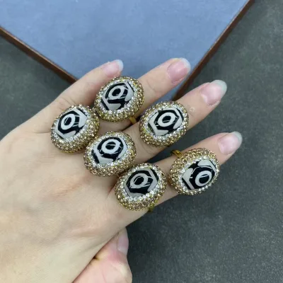CH-LAR0327 Fashion Agate Stone Cuff Ring,Rhinestone Turkish Agate Geode Metal Ring ,wholesale Pave Crystal Stone Jewelry Ring