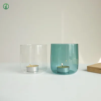 Popular Nordic Christmas Wedding Borosilicate Glass Cylinder Candle Jars-Heat Resistant Eco-Friendly Empty Containers for Candle