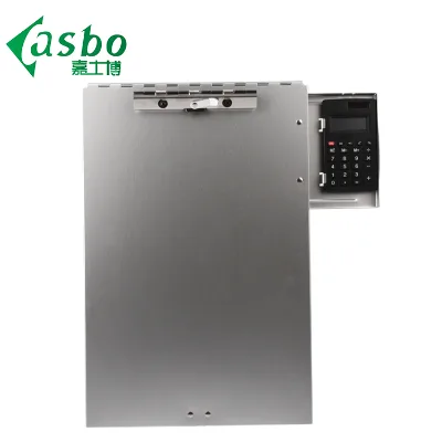 Aluminum Right Side Open Multi-function Folding Silver Storage Clipboard with Calculator