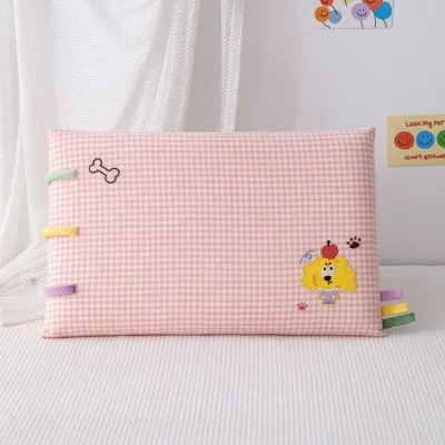 Wholesale Soft Sleeping Pillow With Cute Animal Decor Grid Pure Cotton Cover 40*60 Neck Support Home Kids Student Pillow Core
