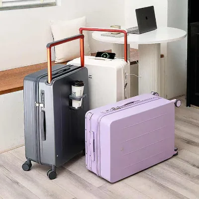 Luxury ABS Hard Shell Aluminum Alloy Trolley Spinner Suitcase Silent Wheels Soft Handle Anti-Theft Waterproof Lightweight Modern