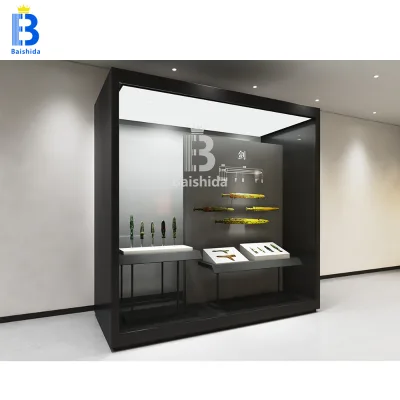 Modern Large Size Freestanding Glass Exhibition Cabinet With Internal Platform for Museum Artifact Display Showcase