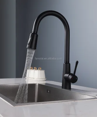 Modern Pull Out Kitchen Tap Retractable Swivel Hot and Cold Single Hole Kitchen Sink Faucet Three Function Sprayer Kitchen Mixer