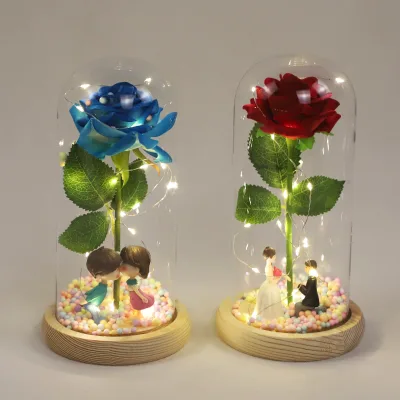 Home Decoration Christmas Ornament Led Christmas Lights Rose Dome Glass Light Led Dome