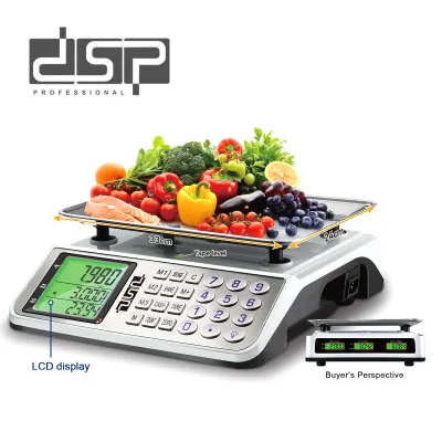 DSP 40kg Digital Kitchen Scale - Battery-Powered with Stainless Steel Tray, LCD Display for Home & Business Use