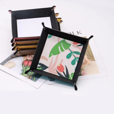 2025 New PU Leather Serving Dice Storage Tray Pu Leather Table Watch Tray Custom logo