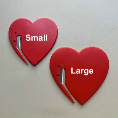 Custom Branding Red Heart Shape Letter Opener Cut Plastic Safety Package Open Tool