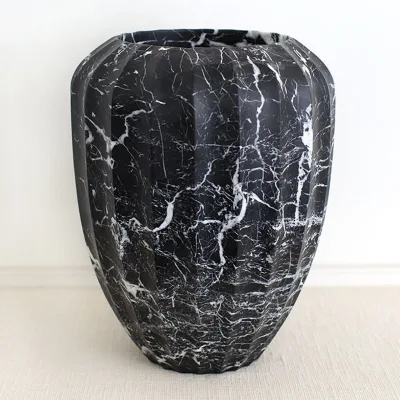 Popular Customized Luxury Elegant Natural  Marble Flower  Fluted Large Vase Party Wedding Vase Home Decoration