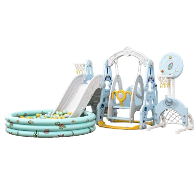 New Arrivals HDPE Astronaut Indoor Baby Plastic Seat Toys Child Swing and Slide Eco-friendly Fresh Green & Blue for 2-13 Years