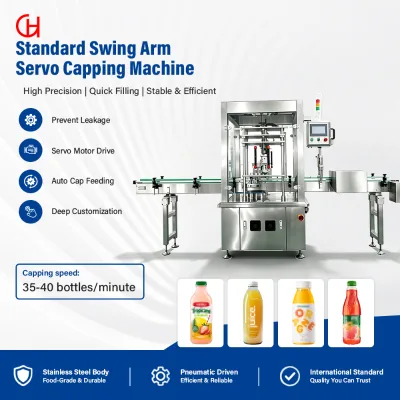 Production Line Matching Swing Arm Servo Capping Machine 3KW AC380V for Beverage Liquid Bottling Plant