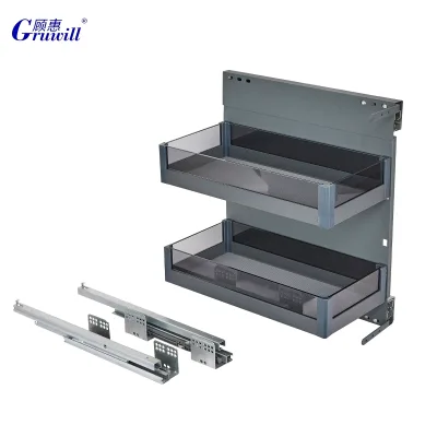 Kitchen Hardware Accessories Eco-Friendly Modern Sliding Storage Shelf Under Sink Side Pull Out Drawer Iron Cabinet Basket