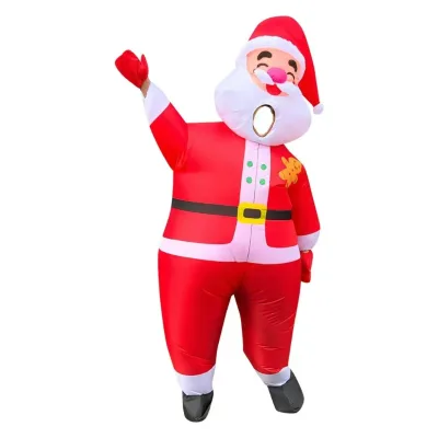 Inflatable Christmas Costume with Reindeer and Santa Claus Design Ride-On Fabric for Holiday Fun Christmas Collection