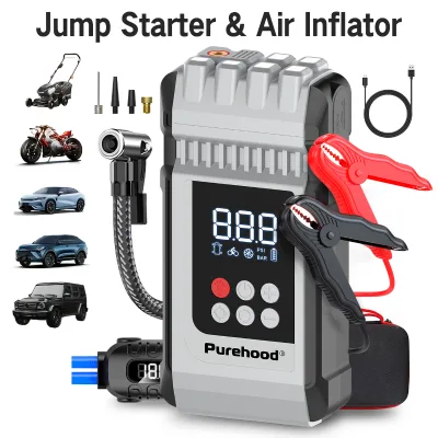 Professional Jump Starter Kit with Air Pump and LED Light 15W Output 26800mAh 300A Peak for SUV and Truck