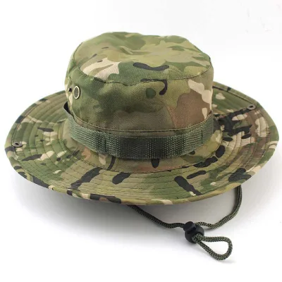 Camouflage Outdoor Adult Hunting Hat Wide Brim Round Windproof Sun Protection Training Camo Sports Cap