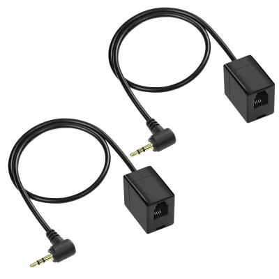 RJ9 2.5mm Jack Stereo Audio Cable 2-Pack 2.5mm Male 4P4C RJ9 Female Adapter for Headphone Headset Audio Line Telephone