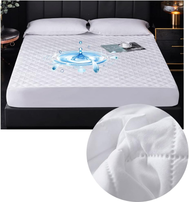 Soft and Comfortable Bedding Quilted Fitted Mattress Pad Breathable Elastic Fitted Mattress Topper Ultrasonic Mattress Cover
