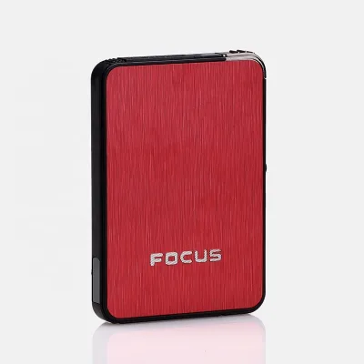 FOCUS Brand Classic Style Ultra-Thin Metal Automatic Cigarette Case Waterproof Design with Laser Carved Logo