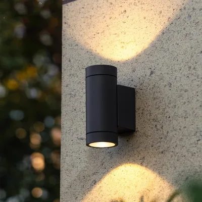 Waterproof Aluminum Garden Wall Lamp GU10 Light Source Dual Head Luminous Exterior Pillar Door Head Spotlight Tempered Glass