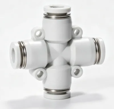 PX Cross 4 Way Pneumatic Quick Connector Plastic Push Fit Air Pipe Fitting Cross Air Hose Connector