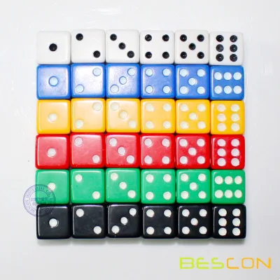 Cheap Six Sided 15MM Opaque Plastic Dice in Various Colors
