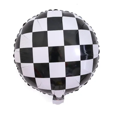 Racing car Party Supplies 18 Inch Helium Checkered Round Foil Balloons Racing Car Wheel Globos