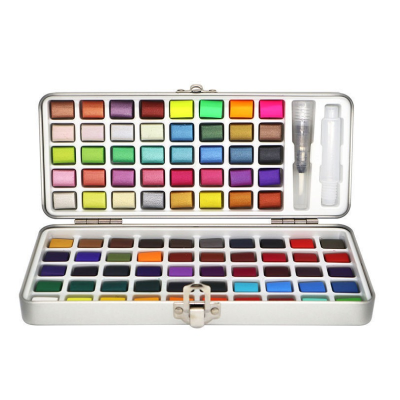 90 Color Artist Grade Normal Color Watercolor Cake and Metallic Solid Watercolor Paint Palette