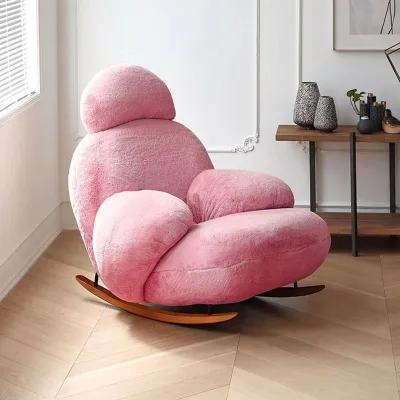 Modern Minimalist White Single Rocking Chaise Lounge Factory's Trendy Cream for Bedroom Living Room Simple Lazy Sofa Straight