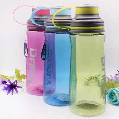 Outdoor Portable 800ml/1000ml Leak Proof and Drop Proof BPA Free Plastic Clear Sports Water Bottle with Cap and Handle Plastic