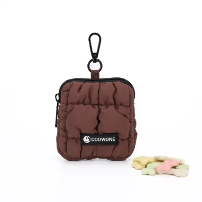 Waterproof Brown Puffer Dog Treat Pouch Dog Training Pouch Treat Snack Bags Reward Pouch Dog Treat Carrier Holder with Clip