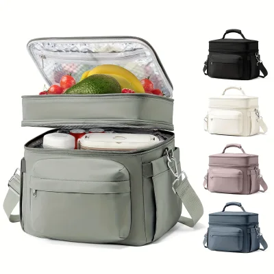 Easy to Carry Large Capacity Thermal Durable Nylon Lunch Cooler Bag With Shoulder Strap